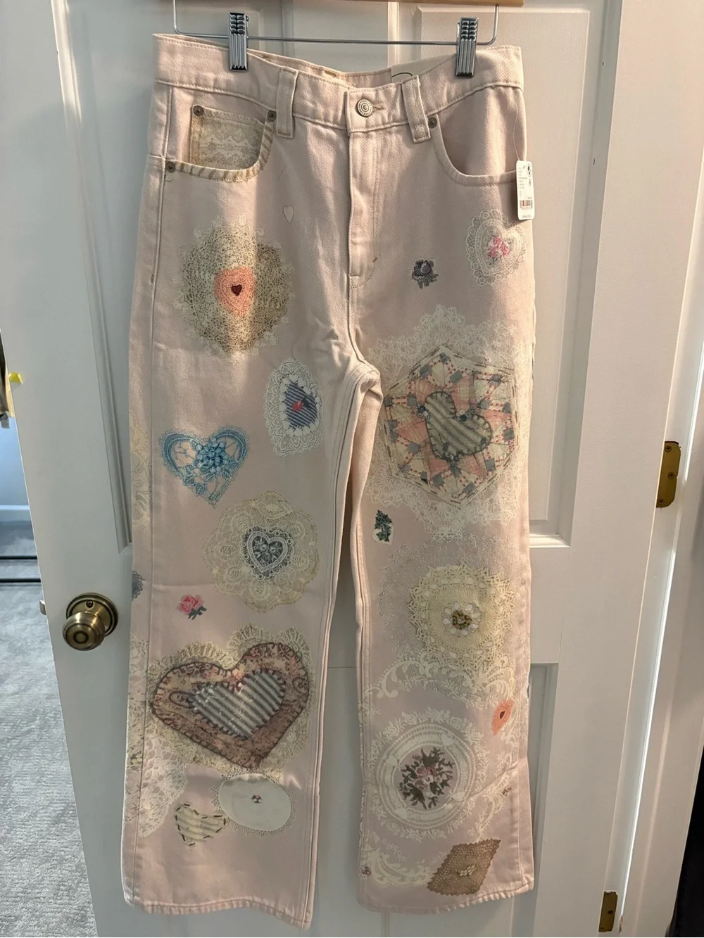 Free people printed straight leg jeans NWT
